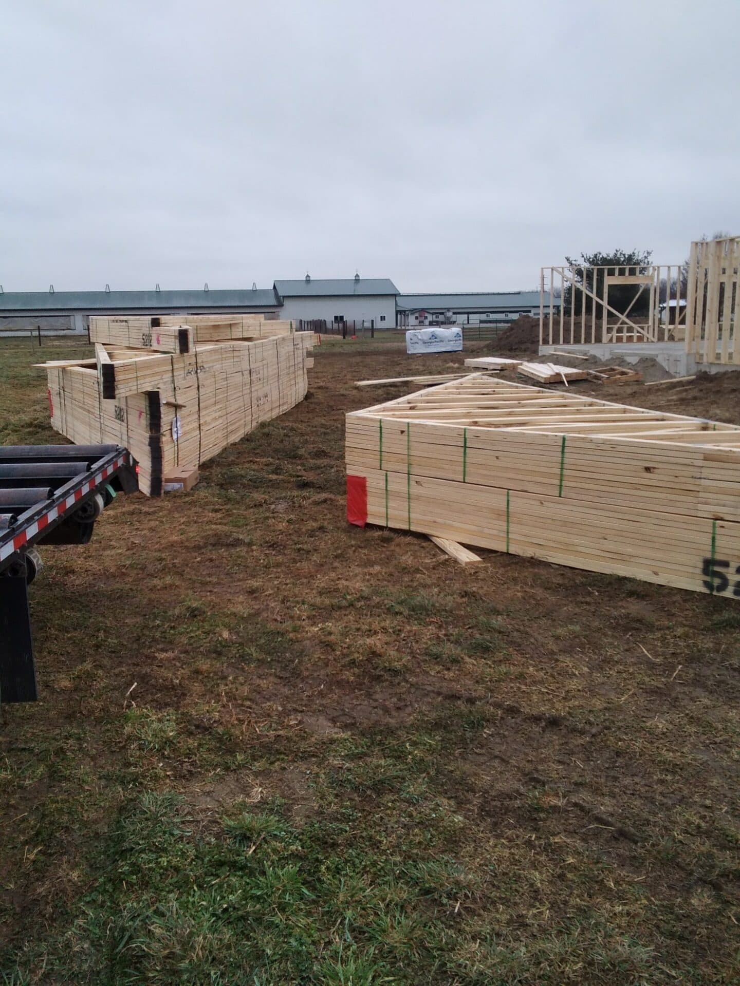 Wood Roof Trusses at Job Site